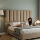 Ver imagem 4 de Cabeceira Luzzi Decor para Cama Box Viúva Tamanho 1.28 -suede Bege