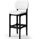 Ver imagem 3 de Kit 03 Banquetas Alta Para Cozinha Madeira Fixa Betta L02 Preto Facto Branco - Lyam Decor