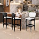 Ver imagem 2 de Kit 03 Banquetas Alta Para Cozinha Madeira Fixa Betta L02 Preto Facto Branco - Lyam Decor