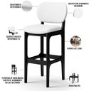 Ver imagem 4 de Kit 03 Banquetas Alta Para Cozinha Madeira Fixa Betta L02 Preto Facto Branco - Lyam Decor