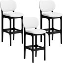 Ver imagem 1 de Kit 03 Banquetas Alta Para Cozinha Madeira Fixa Betta L02 Preto Facto Branco - Lyam Decor