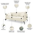 Ver imagem 2 de Sofá 2 Lugares 160cm Pés de Metal Vecchia S06 Linho Natural - Mpozenato