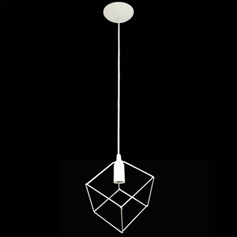 Pendente Aramado Cubo Branco Sala Quarto Cozinha Banheiro