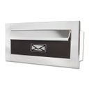 Ver imagem 1 de Caixa de Correio Carta F Inox Polido Brilhante Espelhado C Tarja Marrom 20 Cm Profundidade
