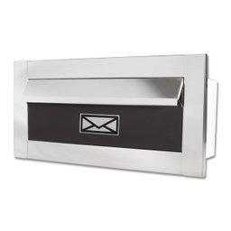 Caixa De Correio carta F Inox polido brilhante espelhado c tarja marrom 20 cm profundidade - 1
