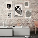 Ver imagem 2 de Kit 5 Quadros Bauhaus Preto e Branco:madeira Branca