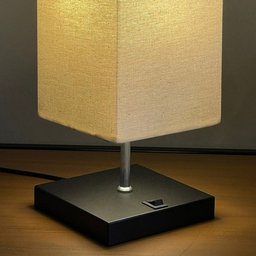 Abajur de Quarto Cabeceira Aluminio Escovado + Cupula Tecido Bivolt E27 - Preto Cup Bege - 2