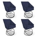 Ver imagem 1 de Kit 4 Poltronas Luxo Alana Suede Azul Marinho Base Luxo Preto - Pallazio