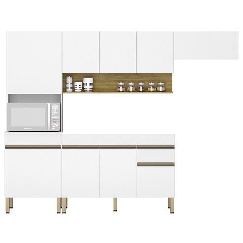 Armário de Cozinha 4 peças Balcão sem Tampo 120cm Lina04 K02 Supremo/Freijó - Mpozenato