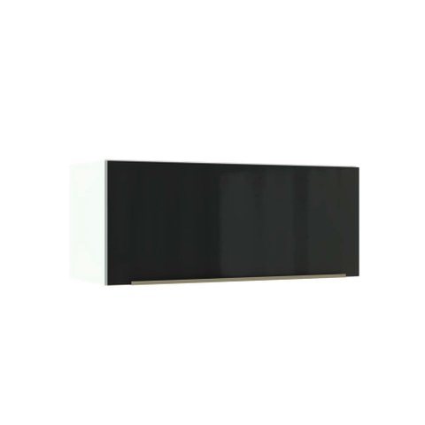Armário Aéreo Madesa Lux 80 cm 1 Porta Basculante Branco/Preto Cor:Branco/Preto