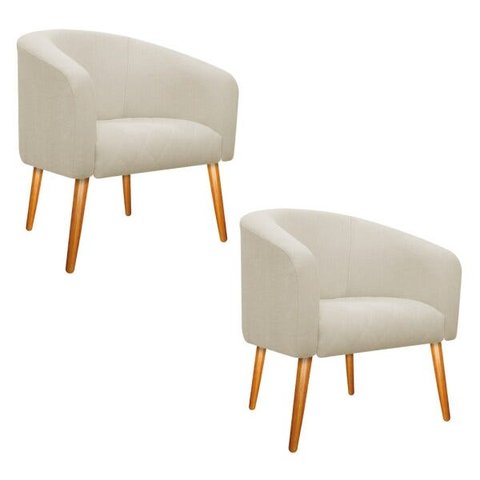 Kit 2 Poltronas Luiza Palito Mel Suede Bege - Amarena Móveis