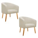 Ver imagem 1 de Kit 2 Poltronas Luiza Palito Mel Suede Bege - Amarena Móveis