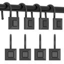 Ver imagem 1 de Ganchos para Cortina de Box em Metal Preto Kit com 12 Peças para Banheiro