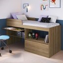 Ver imagem 3 de Cama de Solteiro com Escrivaninha e 1 Porta para Colchão 188x78cm Multimóveis Cr40148 Mel