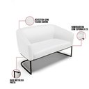 Ver imagem 3 de Sofá Namoradeira e Poltrona Base Industrial Preto Stella Corino D03 - D'Rossi Cor Branco