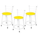 Ver imagem 1 de 3 Banquetas Baixa para Cozinha Epoxi Branca:amarelo