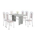 Ver imagem 2 de Conjunto Sala de Jantar com 6 Cadeiras Lara Branco/Bege