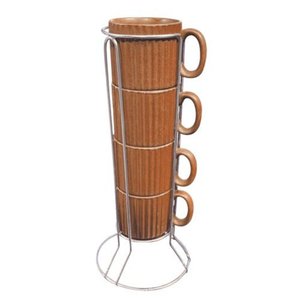 Jogo de 4 Xícaras para Chá em Cerâmica com Suporte, 170ml , da L'hermitage