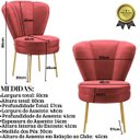 Ver imagem 3 de Cadeira para Recepção Moderna Sala de Espera Ergonômica Tecido Veludo Confortável Pés de Ferro