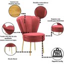 Ver imagem 4 de Cadeira para Recepção Moderna Sala de Espera Ergonômica Tecido Veludo Confortável Pés de Ferro