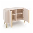 Ver imagem 5 de Buffet Benetto 2 Portas Mdf Premium para Sala e Cantinho do Café com Pés em Aço Dourado - Off-white