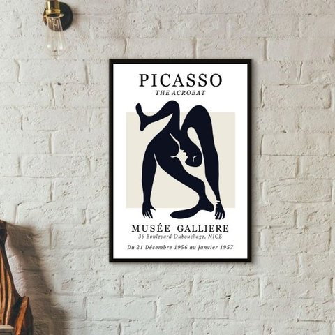 Quadro Picasso - The Acrobat 33x24cm - com Vidro:madeira Preta