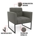 Ver imagem 7 de Kit 2 Poltronas Elisa Suede Grafite Base Metálica Industrial Preto - D'Rossi