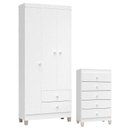 Ver imagem 1 de Cômoda Gaveteiro e Guarda Roupa 3 Portas Ternura Baby Branco Flex – Incorplac