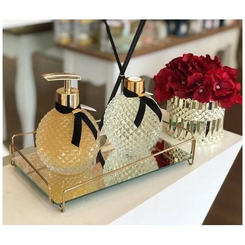 Bandeja Lababo Decoração Ângulo Hara 10 x 20 cm - Golden