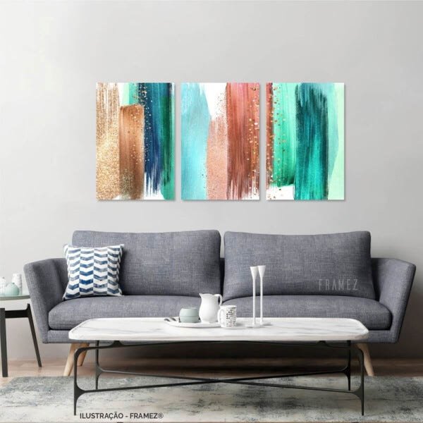Quadro Abstrato Colorido Luxo Para Sala Quarto Pinceladas Artístico 60x120 - 3