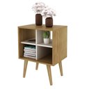 Ver imagem 1 de Mesa de Apoio Nicho Canto Lateral para Sala de Estar E1720 MDP Natural/Off White - Gran Belo