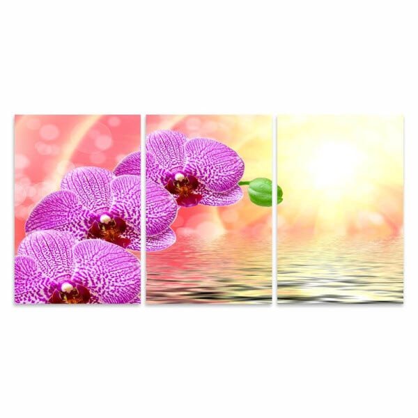 Quadro decorativo Flores de Oquidea em Tecido Conjunto 90x45 - 3