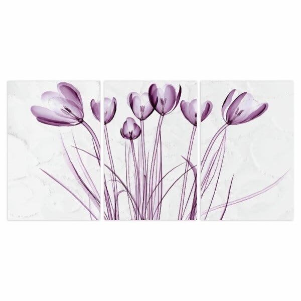 Quadro Flores Tulipas em Arte Design Moderno Para Sala Quarto 3 Peças - 3