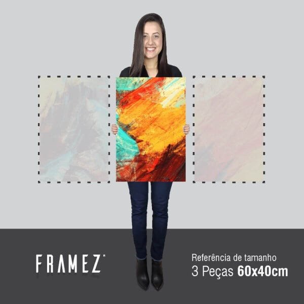 Quadro Arte Abstrata Multicolorida em Tecido 60x120 3 Peças - 5