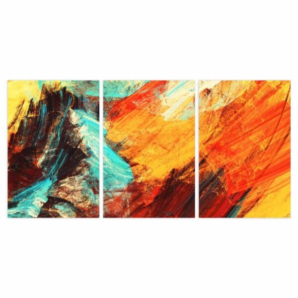 Quadro Arte Abstrata Multicolorida em Tecido 60x120 3 Peças - 3