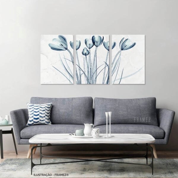Quadro Flores Tulipas em Arte Para Quarto Sala Moderno 60x120 - 1
