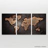 Quadro decorativo Mapa Mundi Mosaico 3 Peças 90x45 Canvas - 4
