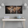 Quadro decorativo Mapa Mundi Mosaico 3 Peças 90x45 Canvas - 1