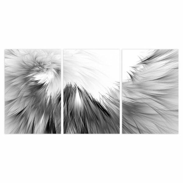 Quadro Asas Abstrato em Preto e Branco Arte em Canvas 60x120 - 3