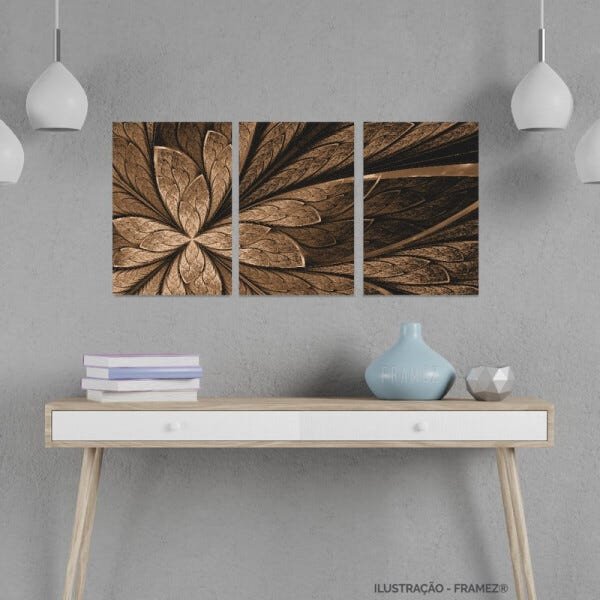Quadro Abstrato Marom Flor Design Vitral Moderno Canvas - 1