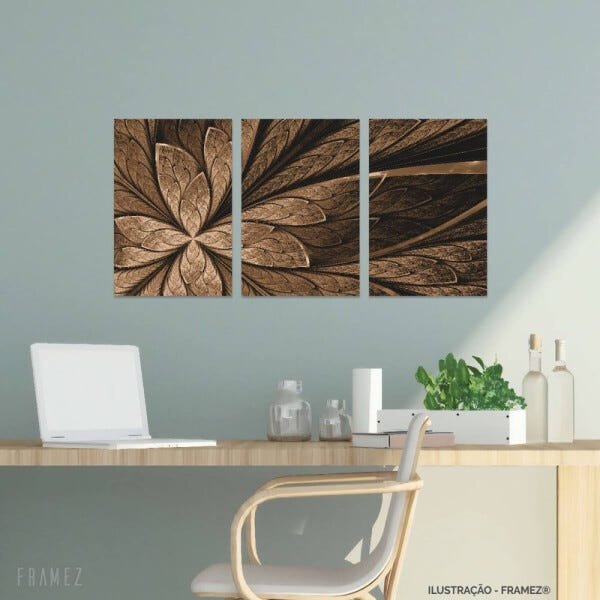 Quadro Abstrato Marom Flor Design Vitral Moderno Canvas - 2