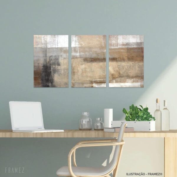 Quadro Abstrato Conjunto em Tecido Moderno 3 Peças 90x45 - 2