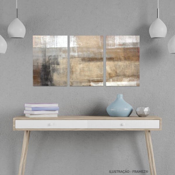 Quadro Abstrato Conjunto em Tecido Moderno 3 Peças 90x45 - 1