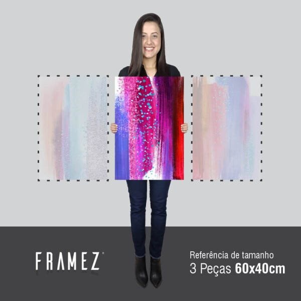 Quadro Abstrato Artístico Colorido Moderno Pinceladas Tela Canvas - 4
