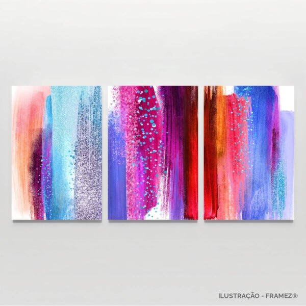 Quadro Abstrato Artístico Colorido Moderno Pinceladas Tela Canvas - 3