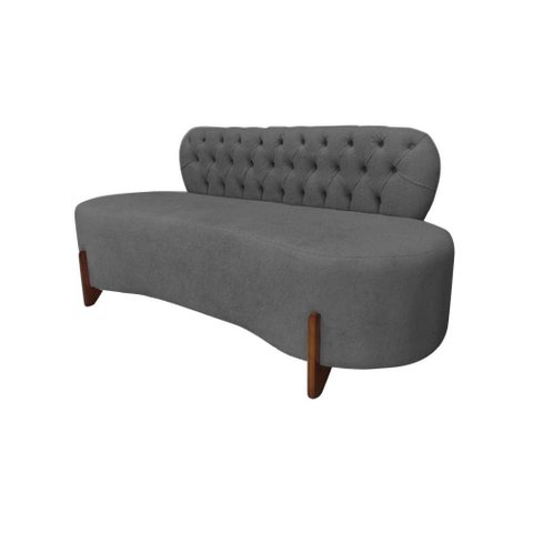 Sofá 3 Lugares Orgânico Curvo Tókio 180cm Couro Cinza