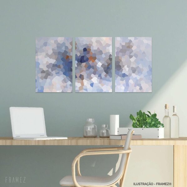 Kit Quadros Vitral Abstrato Moderno decorativo 3 Peças - 1