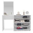 Ver imagem 4 de Cômoda Penteadeira 4 Gavetas com Espelho Porto Bege/Creme/Branco