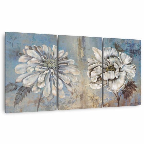 Quadro Flores Rústico Vintage Decorativo Para Sala Escritório Jogo 3 Peças - 1