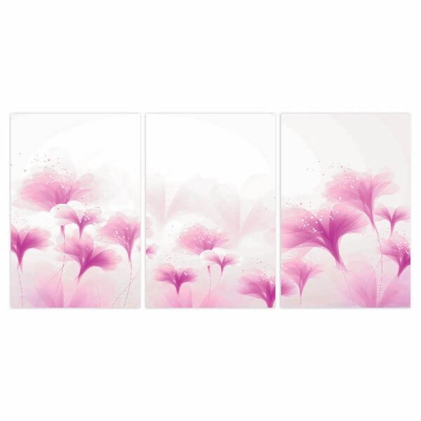 Quadro Flores Artístico Digital Conjunto 3 Peças Tela Canvas - 3